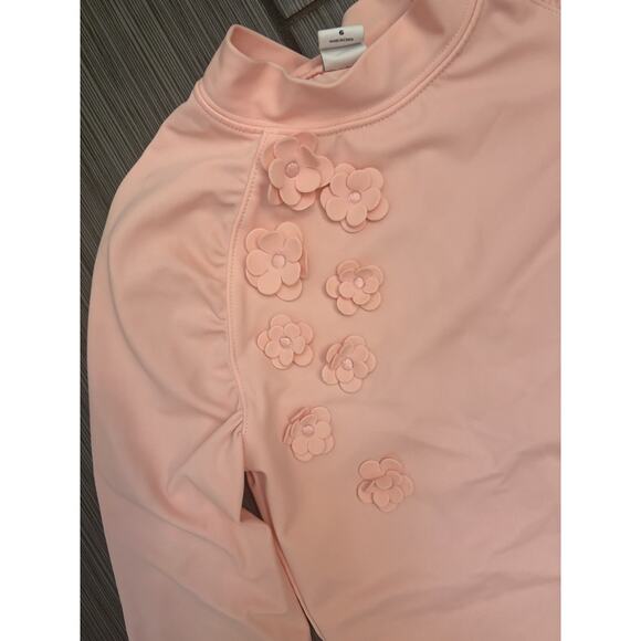 Janie And Jack Girls Flower Rash Guard Pink Size 6 Swim Beach - Picture 2 of 5